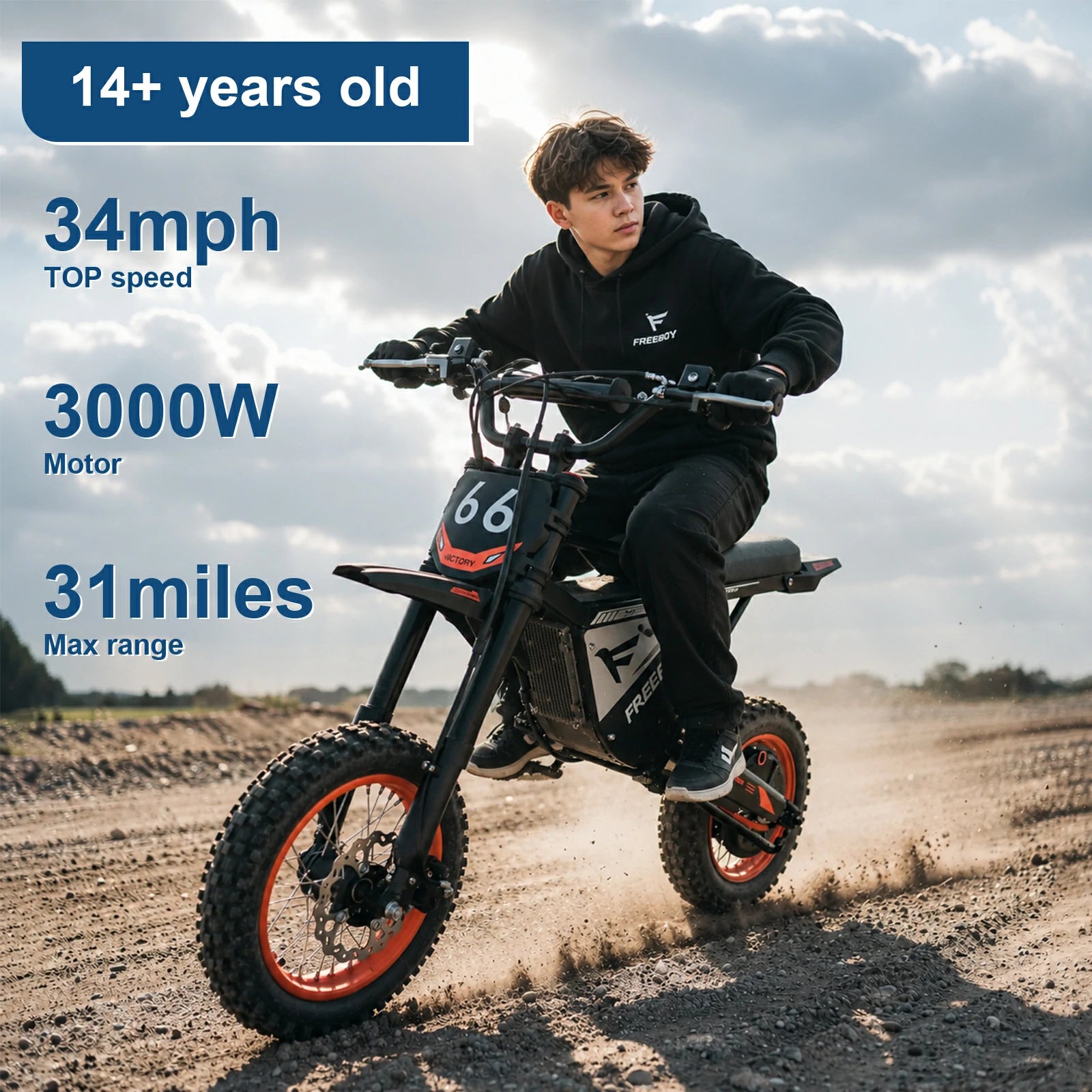 FREEBOY Electric Dirt Bike Y66 for Teens 14+